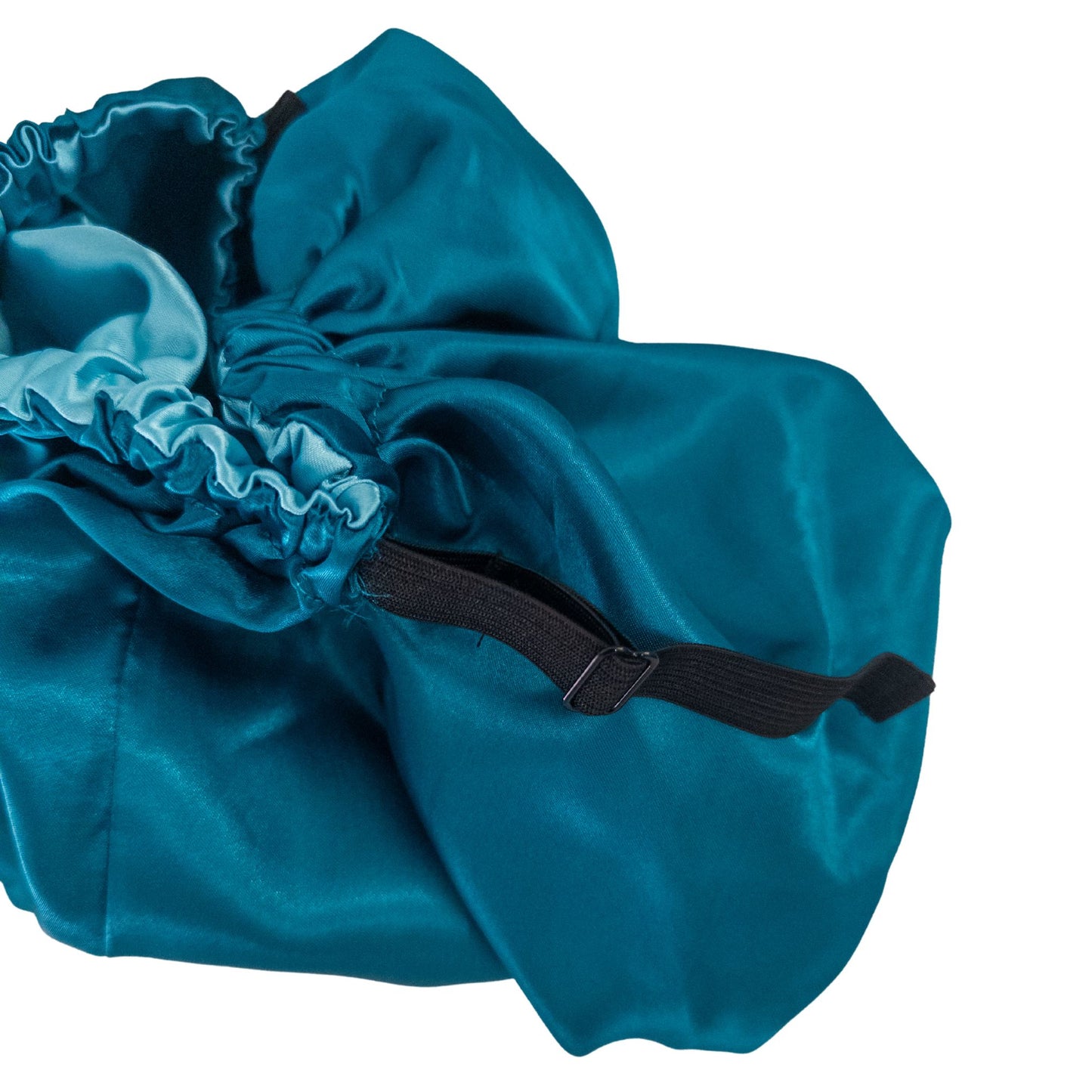 Stay on reversible long satin bonnet - Peacock
