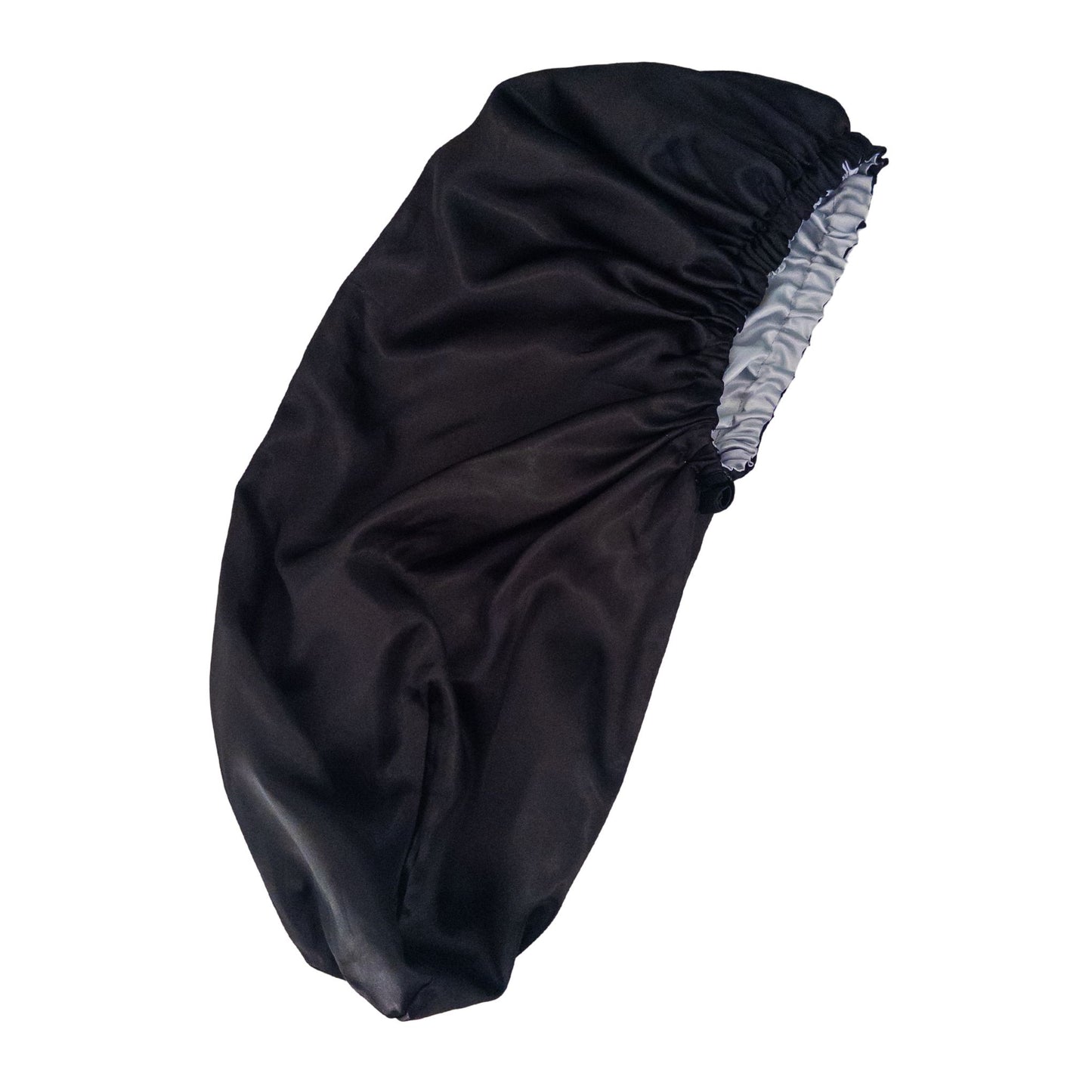 Stay on reversible long satin bonnet - Black