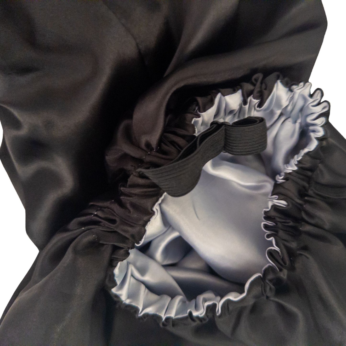Stay on reversible long satin bonnet - Black