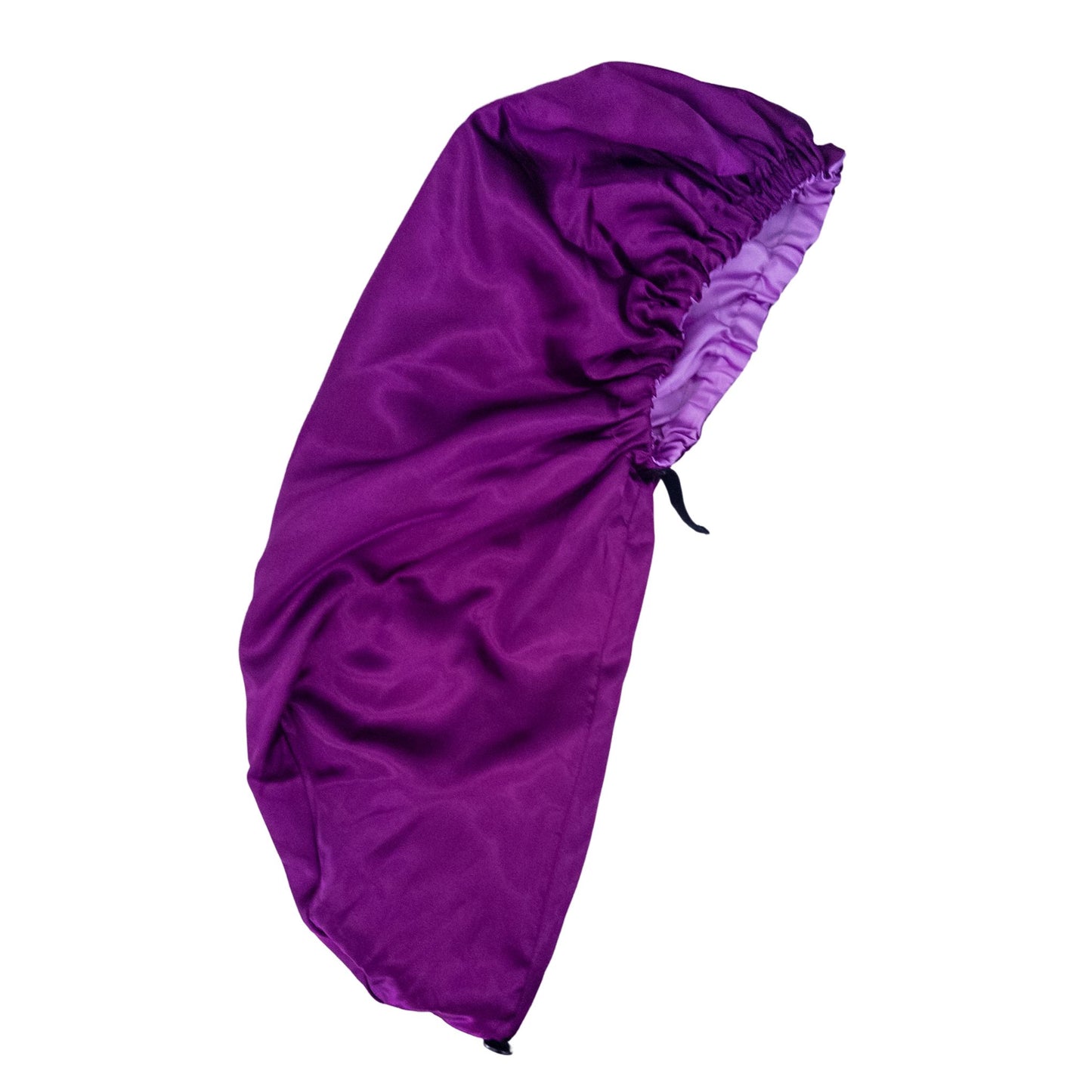 Stay on reversible long satin bonnet - Purple