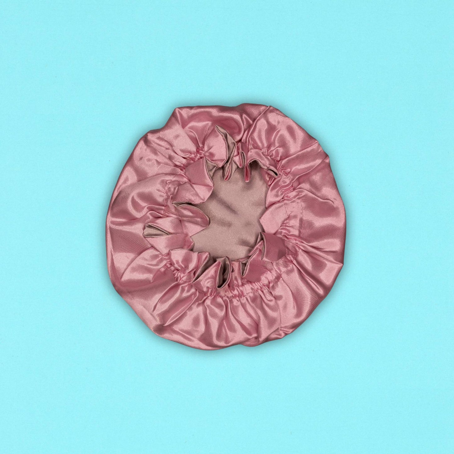 KIDS SATIN BONNET PALE PINK SILVER- FLAT VIEW
