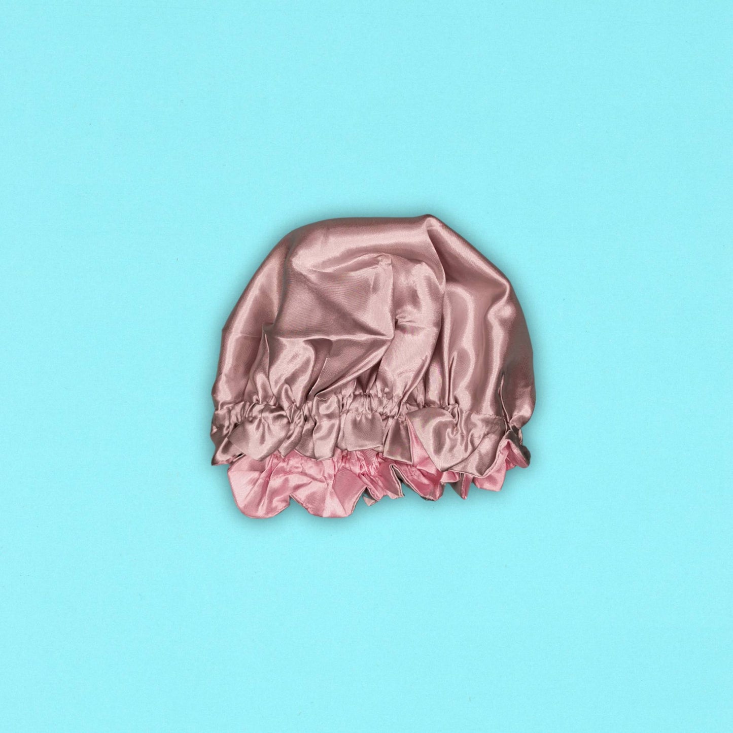 KIDS SATIN BONNET PALE PINK SILVER- SILVER VIEW