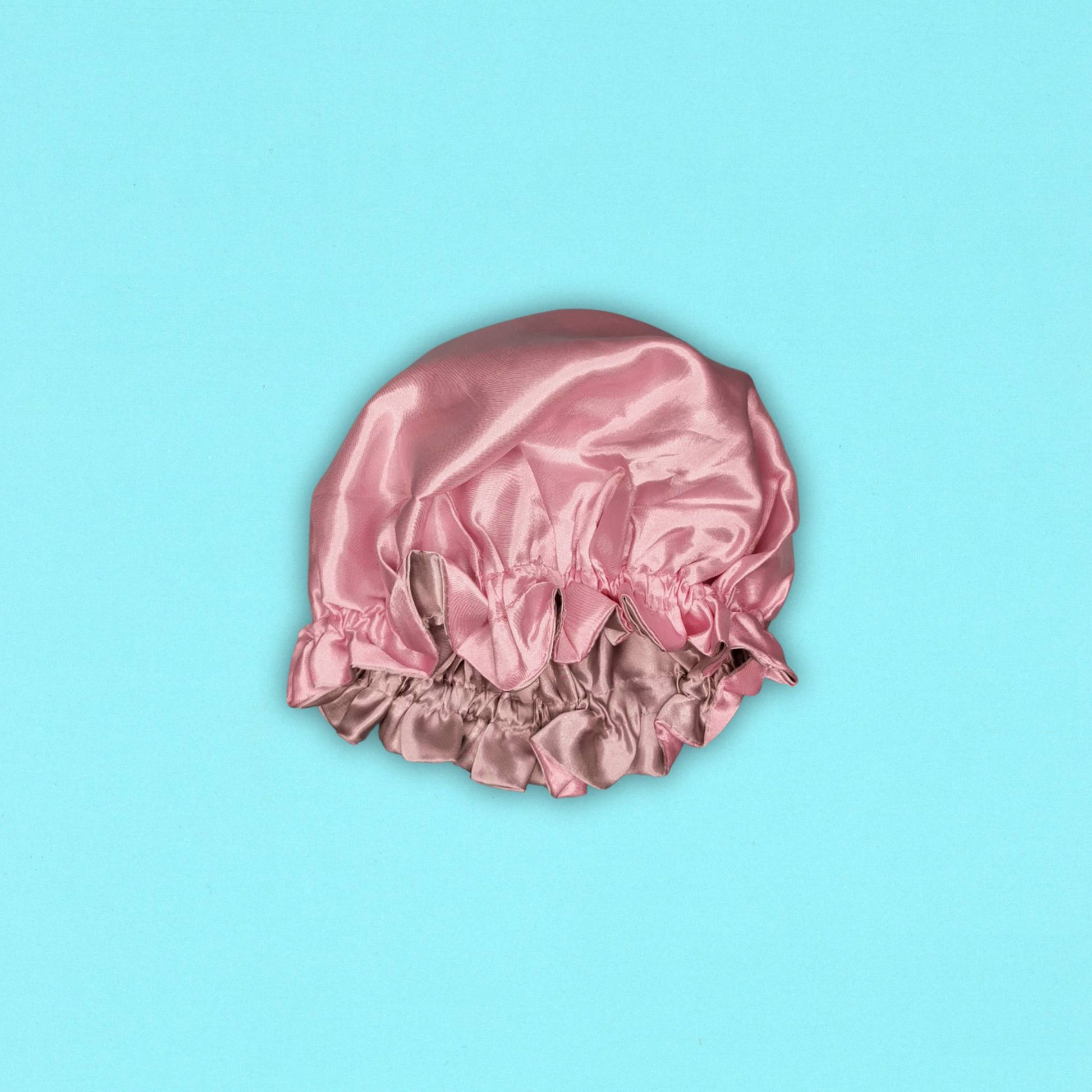 KIDS SATIN BONNET PALE PINK SILVER- PINK VIEW