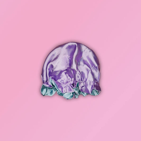 KIDS SATIN BONNET PALE VIOLET BLUE- VIOLET VIEW