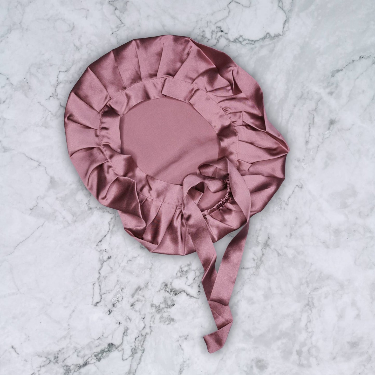 SILK HAIR WRAP FOR SLEEPING - PALE MAUVE SILK BONNET FLAT VIEW