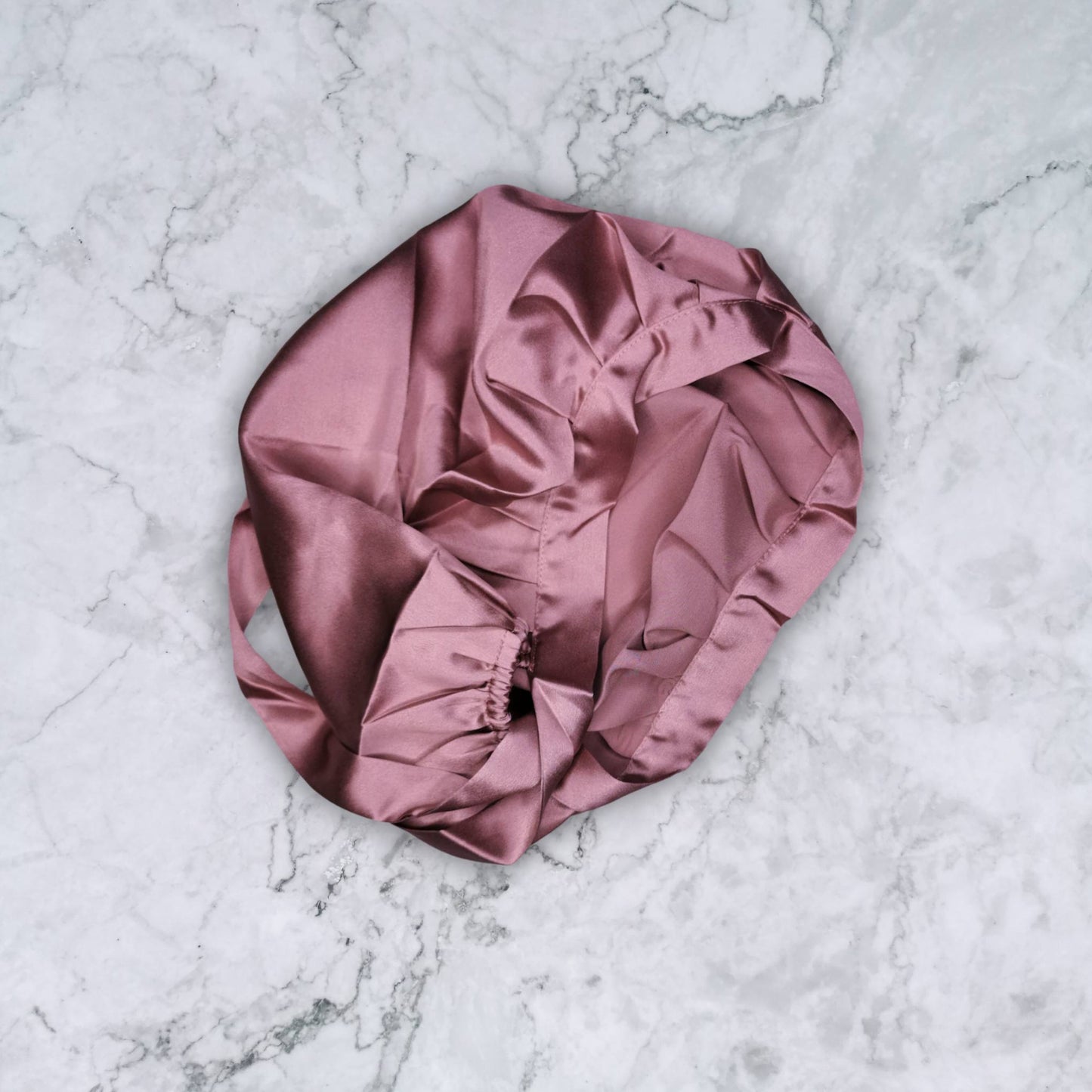 SILK HAIR WRAP FOR SLEEPING - PALE MAUVE SILK BONNET INTERNAL VIEW
