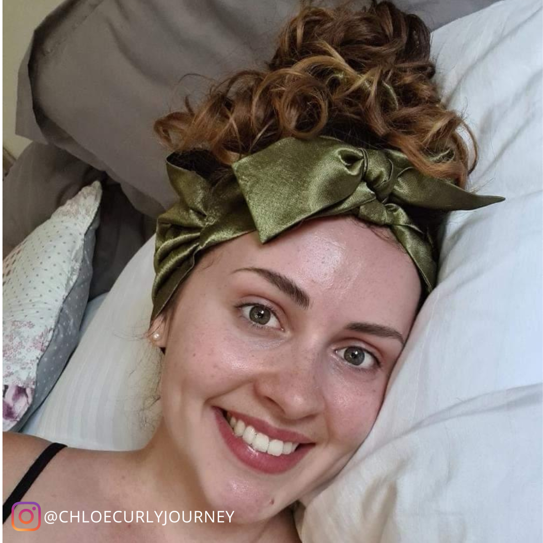 Sleep Well Satin Tie Hair Wrap - Bottle Green