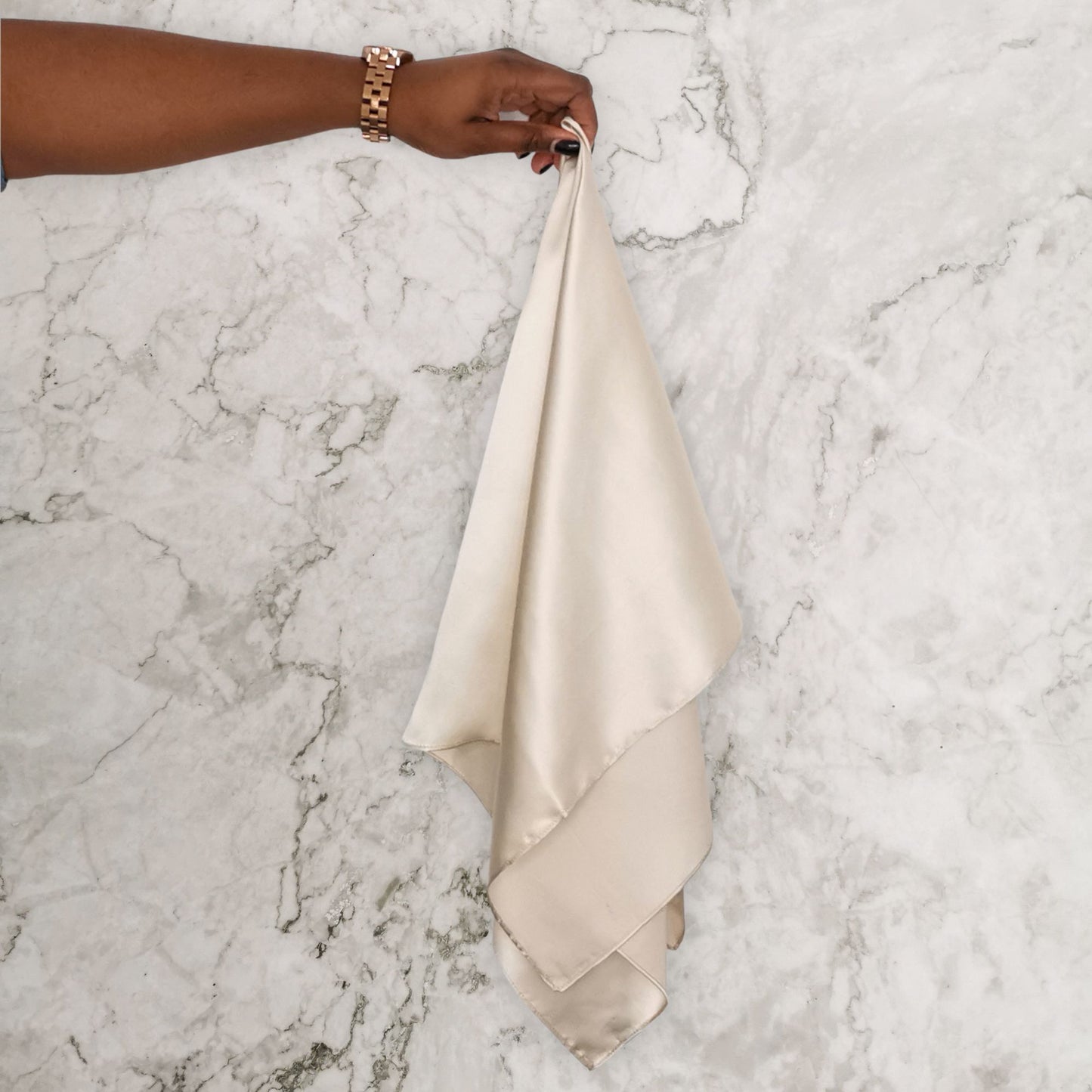 Hair Wrap Heaven mulberry silk 90cm x 90cm scarf champagne nude