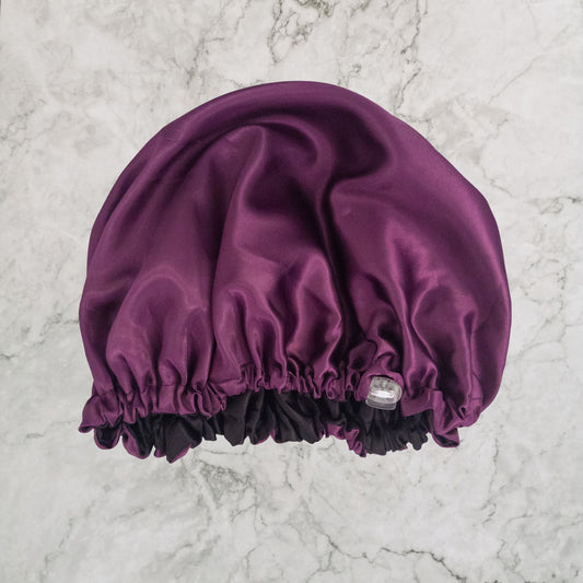 Hair Wrap Heaven STAY ON satin bonnet with adjustable elastic - Purple