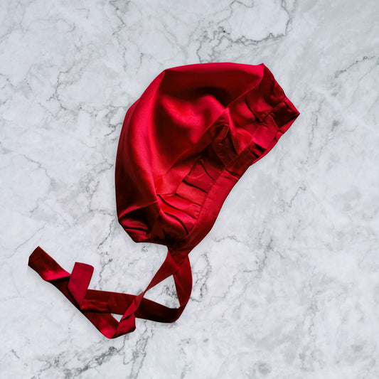 Mulberry Silk Tie Bonnet - Red