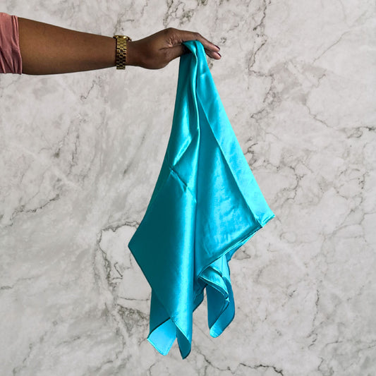 Sleep Well Silk Square Hair Scarf - Turquoise