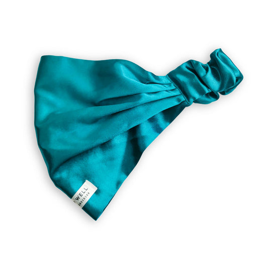 SATIN HAIR WRAP WITH ELASTIC STRAP NEW TEAL