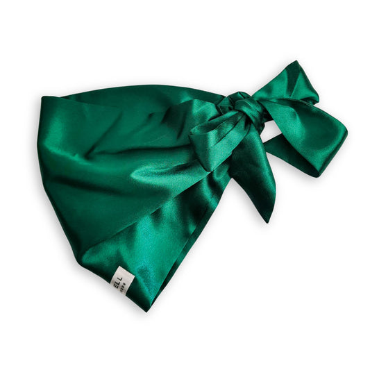 Sleep Well Satin Tie Hair Wrap - Bottle Green