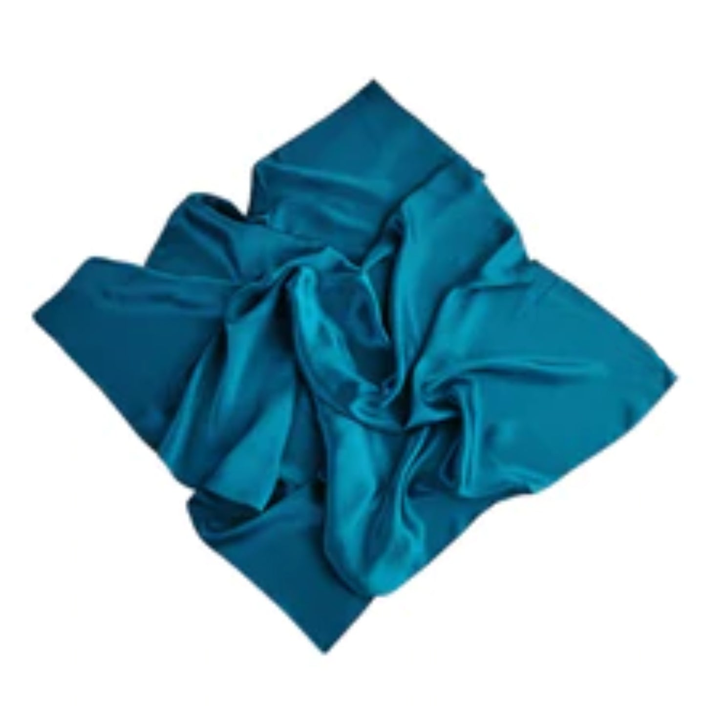 sleep well mulberry silk square hair scarf 16 momme 87cm - light peacock flat image
