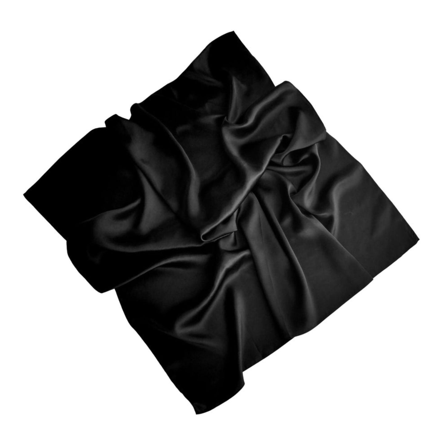 Natalie Anderson SLEEP WELL 16 momme mulberry silk satin 87 x 87cm hair scarf - black flat image