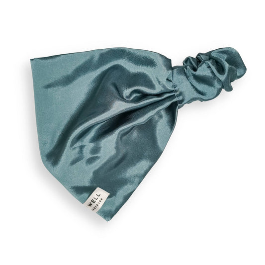 premium satin hair wrap, easy tie, sage blue colour